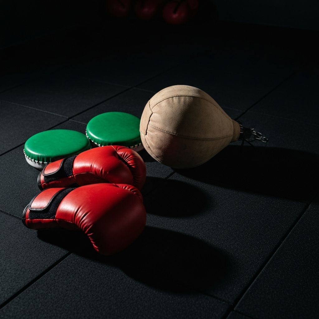 Boxing training equipment and gloves